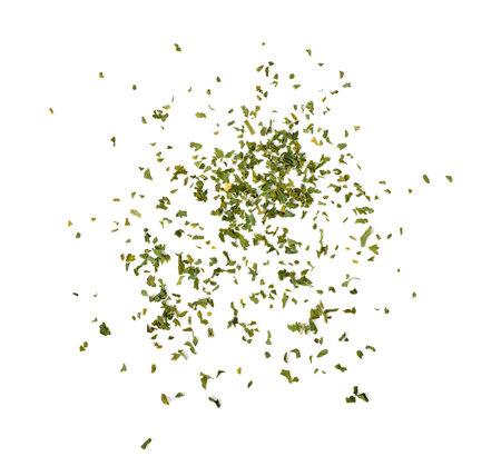 dried parsley isolated on white background.の写真素材