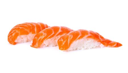 Salmon sushi on a White backgroundの写真素材