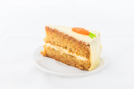 Carrot Cake on white dish. white backgroundの写真素材