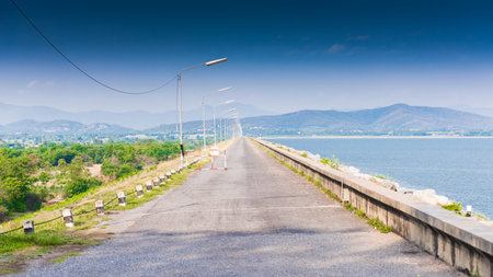 Views over the Krasiaw Dam. Suphan Buri Thailandの写真素材