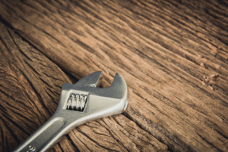 part of Wrench on wooden backgroundの写真素材