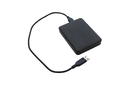 external hard drive for backup on white background with clipping pathの写真素材