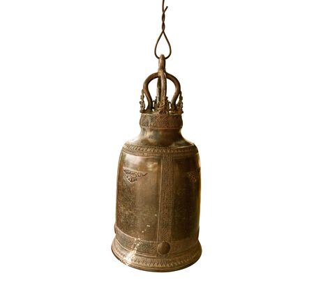 The bell in thai temple. isolated on white background with clipping pathの写真素材