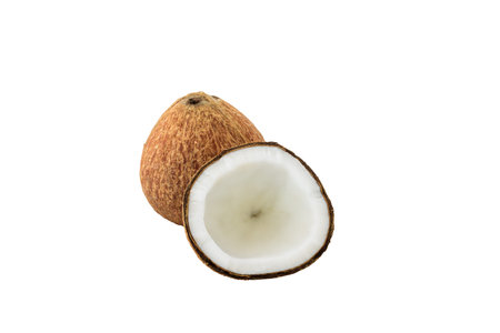 close up of fresh coconut isolated on white background with clipping path