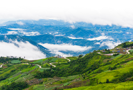 Mountain road at ( phu tubberk) in Phu Hin Rong Kla National Park, Phetchabun Province, Thailandの写真素材