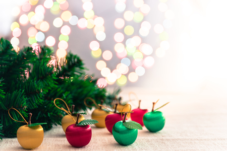 Christmas and New Year Decoration and background bokeh of twinkling party lightsの写真素材