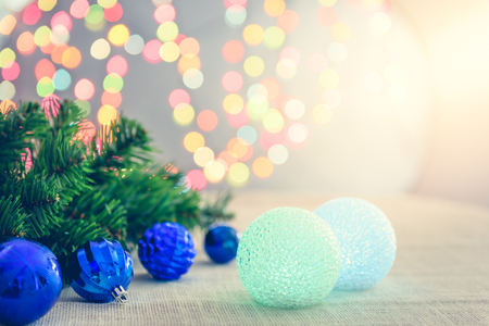 Christmas and New Year Decoration and background bokeh of twinkling party lightsの写真素材
