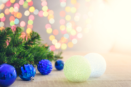 Christmas and New Year Decoration and background bokeh of twinkling party lightsの写真素材