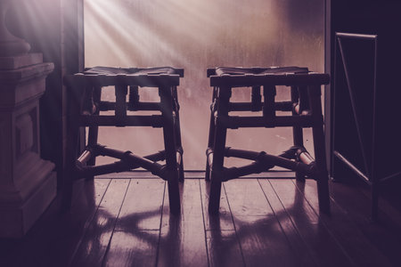 Light and shadow with modern chair and wall glass