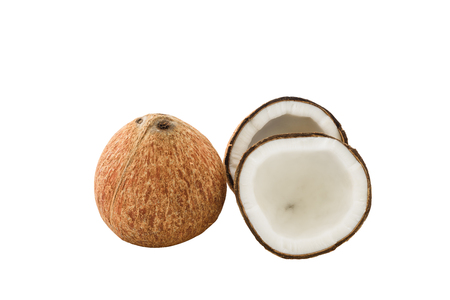 close up of fresh coconut isolated on white backgroundの写真素材