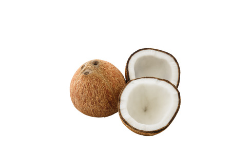close up of fresh coconut isolated on white background with clipping pathの写真素材