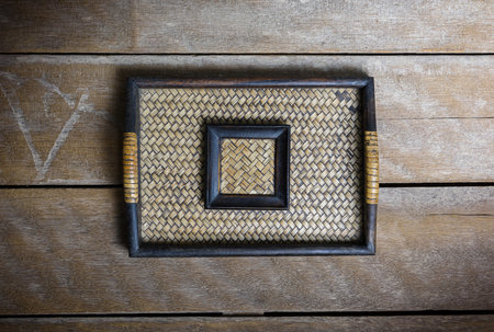 set of Coasters and Platemat on wooden background