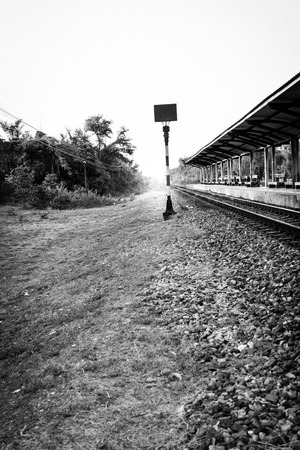 vintage railroad train in thailandの写真素材