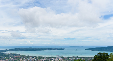 parnoramic view of Phuket town, sea, mountains.の写真素材