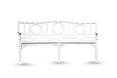 Decorative modern style wooden chair white paint, kind of furniture isolated on white background with clipping pathの写真素材