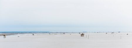 landscape of , KraTeng Mai Pai , Bamboo hut Little hut in the sea at Bang Taboon, Phetchaburi, Thailandの写真素材