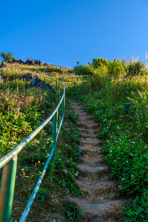 walkway to the viewpoint of Doi Pha Tang ,Chiang Rai province in Thailand.  beautiful location and very popular for photographers and touristsの写真素材