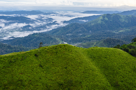 View point of " Nern Chang Suek ", Pilok, is one of interesting places in Kanchanaburi because it is the view point on the mountain, Thailand-Burma border in Thongphaphum, Thailandの写真素材