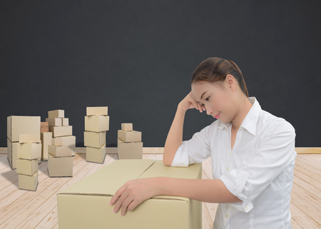 Business owners have headaches because of product problems at office roomの写真素材