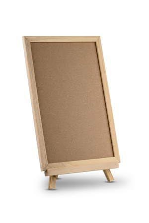 blank standing chalkboard isolated on white background with clipping pathの写真素材