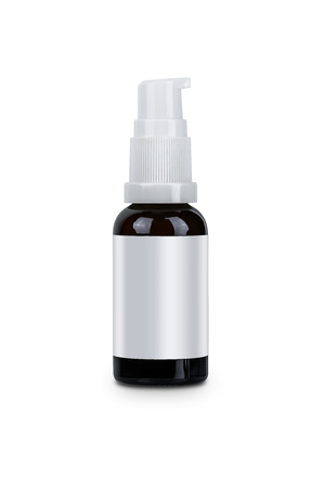 White Dispenser head pump body glass bottle cosmetic hygiene conditioner with Facial skin care, use for cosmetic product design template isolated on white background with clipping pathの写真素材