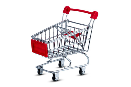 Shopping cart isolated on white background with clipping pathの写真素材