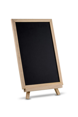 blank standing chalkboard isolated on white background with clipping pathの写真素材