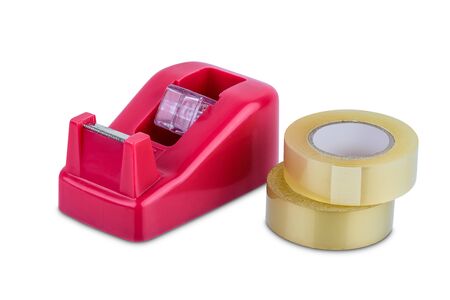 office stationary scotch tape dispenser isolate on white backgroundの写真素材