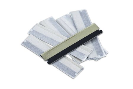 Many Razor blade isolated on white backgroundの写真素材