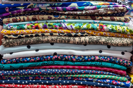 Colorful silk scarfs in the Thai white ethnicity village of Da Nang in Vietnam