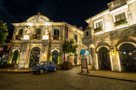 Bana hills French village on night time at danang Vietnum. Castle, fantasy.のeditorial素材
