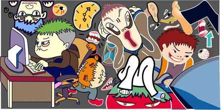 cartoon Human working hard ,office Syndromeのイラスト素材