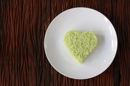 Pandan flavoured rice organic food for good heath with heart shapeの写真素材