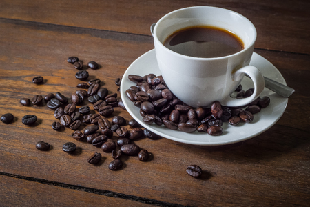 Coffee on the wood tableの写真素材