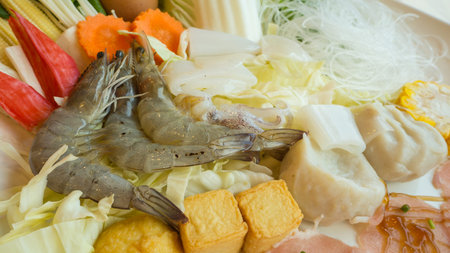 Sukiyaki set for hotpot cookingの写真素材