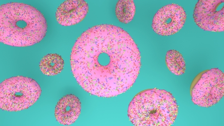 strawberry cake donutの写真素材