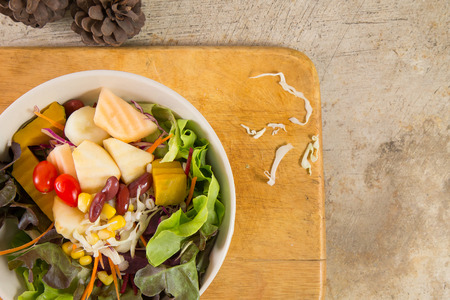 Fresh salad vegetable top view imageの写真素材