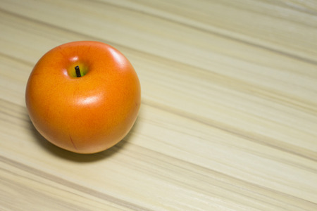 fresh apple on wood table imageの写真素材