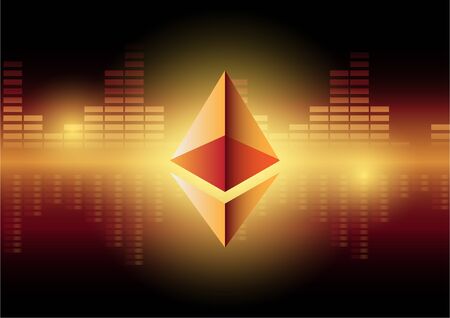 Ethereum symbols on abstract blue background. Competing cryptocurrencies concept.のイラスト素材