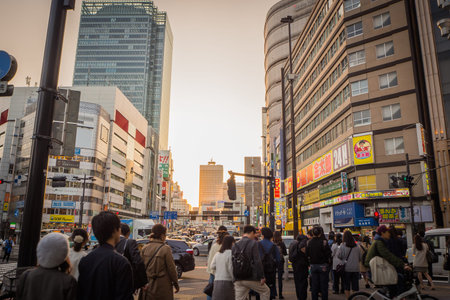 25 OCTOBER  2017 TOKYO JAPAN : Twilight time in Shinjuku street