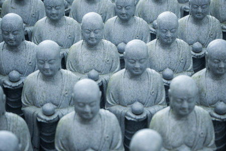 monks statue in Hasedera Temple ,Kamakura, Japan