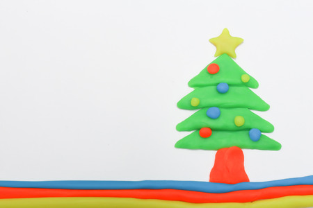 The christmas tree play dough  close up image on white background.の写真素材