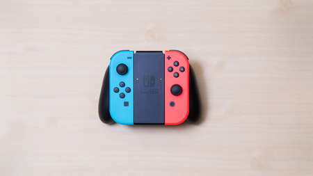 Thailand , Bangkok - MAY 7, 2018 A Nintendo Switch game console on table.のeditorial素材