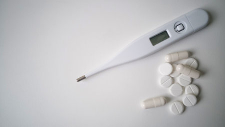 The  medicine close up image on white background.