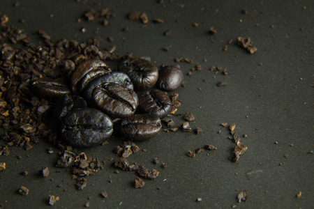 coffee roasted on  black texture close up background.の写真素材