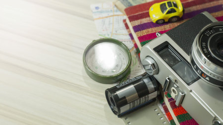 Gadgets for Travel on top flat lay image  for background.