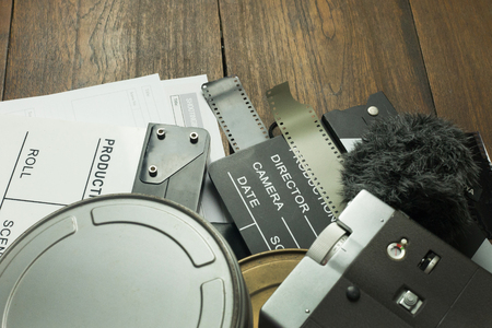 Film production Behind the scenes flat lay image background.の写真素材