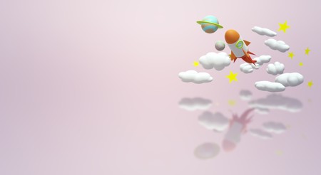 A 3d space rocket image for science content.の写真素材