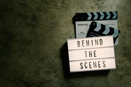 Cinema light box in dark tone film content.の写真素材