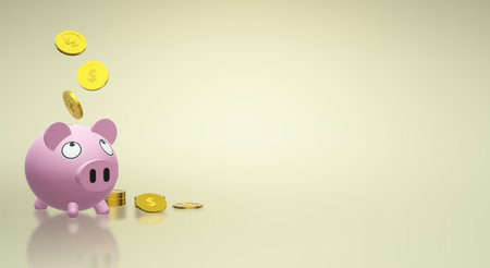Piggy bank coin 3d rendering for money content.